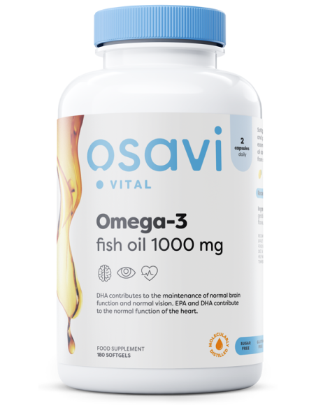 Omega-3 Fish Oil Molecularly Distilled, 1000mg (Lemon) - 180 softgels | Osavi