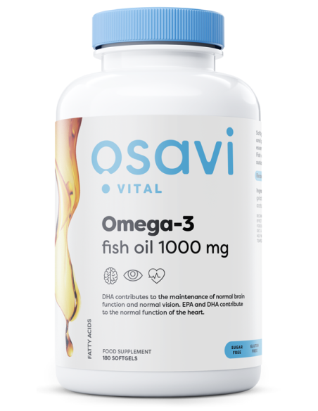 Omega-3 Fish Oil Molecularly Distilled, 1000mg - 180 softgels | Osavi