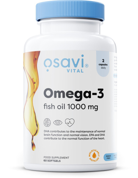 Omega-3 Fish Oil Molecularly Distilled, 1000mg - 60 softgels | Osavi