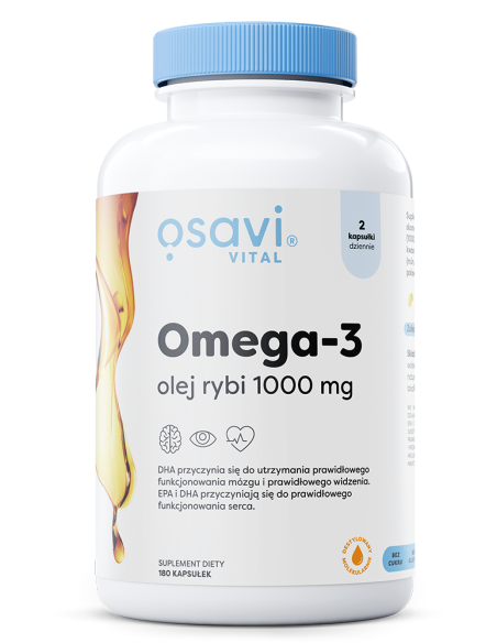 Omega-3 Olej Rybi Molecularly Distilled, 1000mg (Cytryna) - 180 softgels | Osavi
