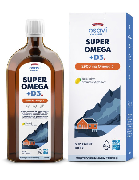 Super Omega + D3 (Marine), 2900mg Omega 3 (Cytryna) - 500 ml. | Osavi