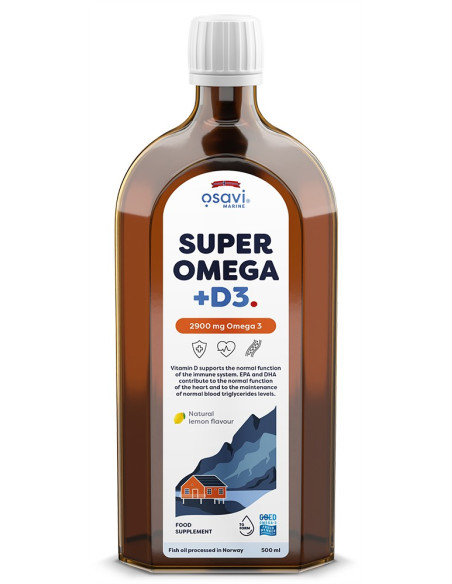Super Omega + D3, 2900mg Omega 3 (Lemon) - 500 ml. | Osavi