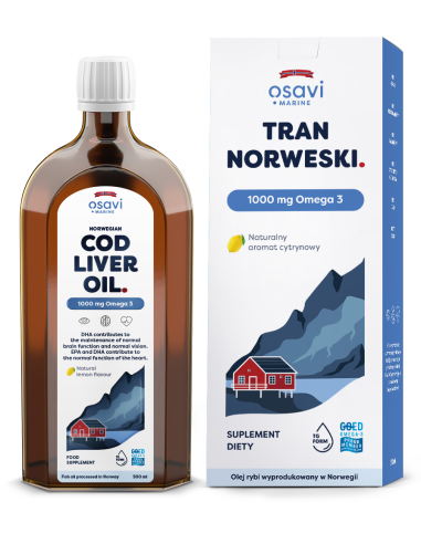 Tran Norweski, 1000mg Omega 3 (Cytryna) - 500...