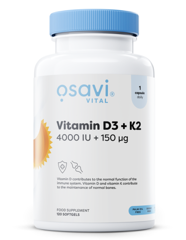 Vitamin D3 + K2, 4000IU + 150mcg - 120 softgels...