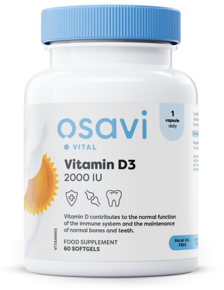 Vitamin D3, 2000IU - 60 softgels | Osavi
