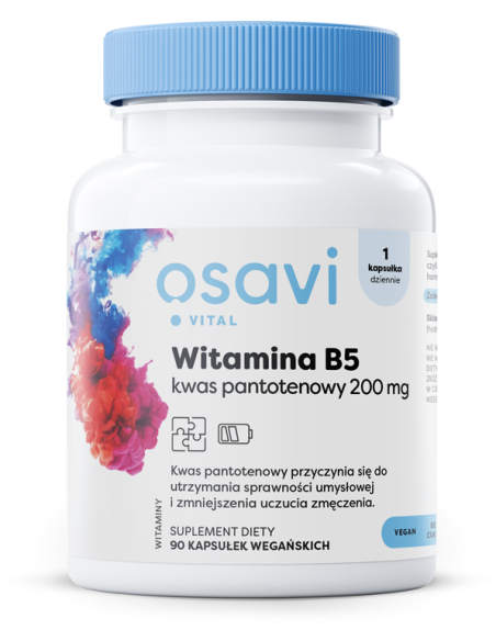Witamina B5 Kwas Pantotenowy, 200mg - 90 vegan caps | Osavi