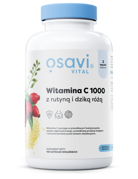 Witamina C1000 z Rutyną i Dziką Różą - 180 vegan caps | Osavi