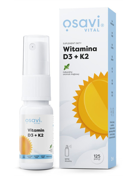 Witamina D3 + K2 Spray Doustny, Mięta - 25 ml. | Osavi