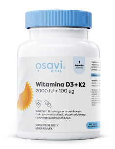 Witamina D3 + K2, 2000IU + 100mcg - 60 softgels | Osavi