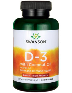Vitamin D-3 with Coconut Oil, 2000 IU - 60 softgels |...