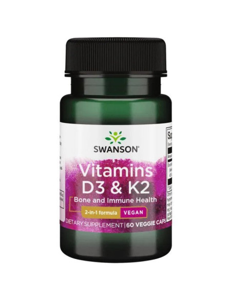 Vitamins D3 & K2, 50mcg & 75mcg - 60 vcaps | Swanson