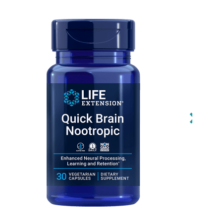 Quick Brain Nootropic - 30 vegetarian capsules | Life Extension