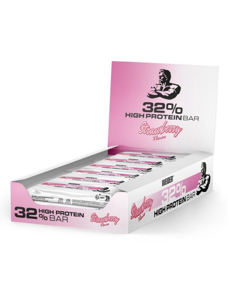 32% High Protein Bar, Strawberry - 12 x 60g | Weider