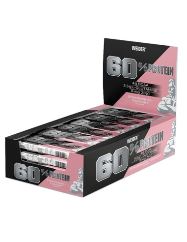 60% Protein Bar, Strawberry-Yoghurt - 24 x 45g...
