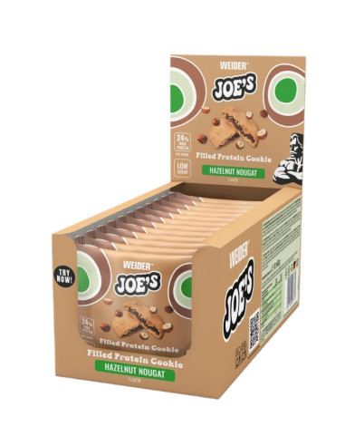 Filled Protein Cookie, Hazelnut Nougat - 12 x...