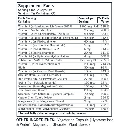 Prenatal Advanced Care Vitamins & Minerals with 5-MTHF - 120 | Kirkman Labs – official product image 2