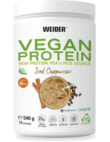 Vegan Protein, Iced Cappuccino - 540g | Weider