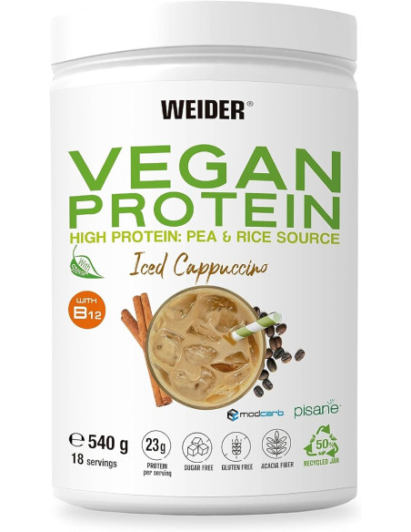 Vegan Protein, Iced Cappuccino - 540g | Weider