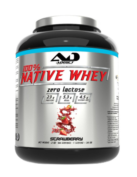 100% Native Whey Zero Lactose, Strawberry - 2000g | Addict Sport Nutrition
