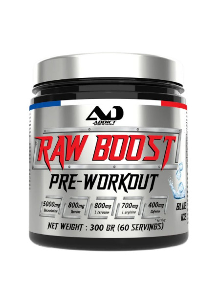 Raw Boost Pre-Workout, Blue Ice - 300g | Addict Sport Nutrition