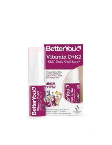 Vitamin D+K2 Kid's Daily Oral Spray, Bubblegum...
