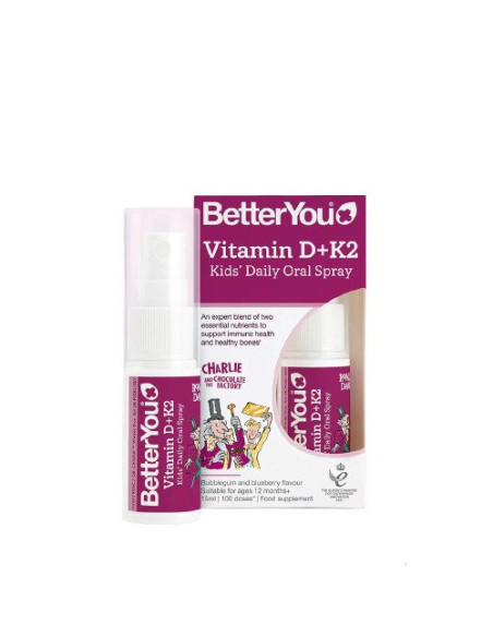 Vitamin D+K2 Kid's Daily Oral Spray, Bubblegum & Blueberry - 15 ml. | BetterYou