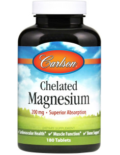 Chelated Magnesium, 200mg - 180 tablets | Carlson Labs
