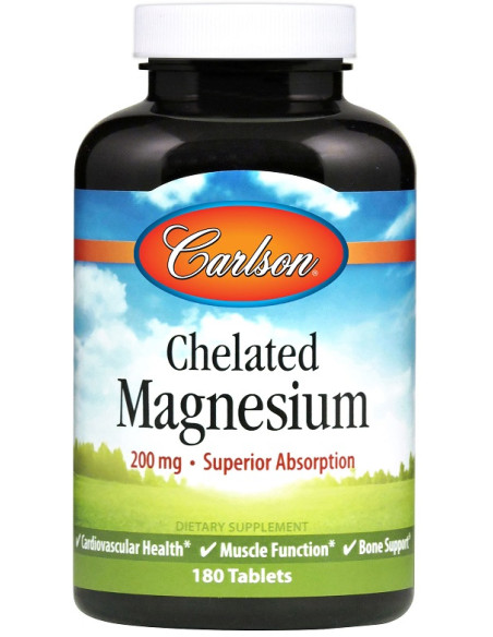 Chelated Magnesium, 200mg - 180 tablets | Carlson Labs