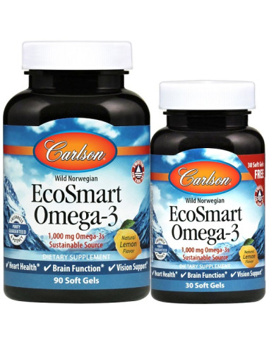 Smart Omega-3, 1000mg Natural Lemon - 90 + 30...