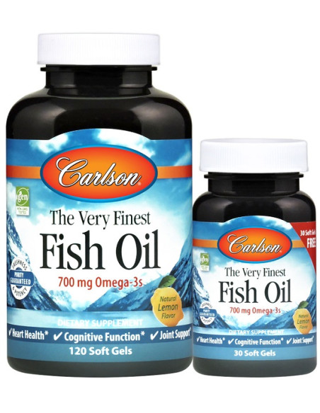 The Very Finest Fish Oil - 700mg Omega-3s, Natural Orange - 120 + 30 softgels | Carlson Labs
