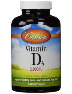 Vitamin D3, 2000 IU - 360 softgels | Carlson Labs