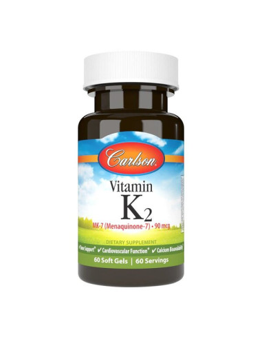 Vitamin K2 MK-7, 90mcg - 60 softgels | Carlson...