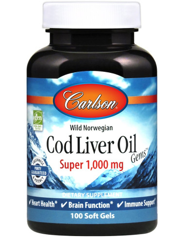 Wild Norwegian Cod Liver Oil Gems, 1000mg - 100...
