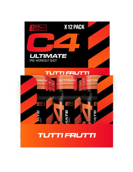 C4 Ultimate Pre-Workout Shot, Tutti Frutti - 12 x 60 ml. | Cellucor