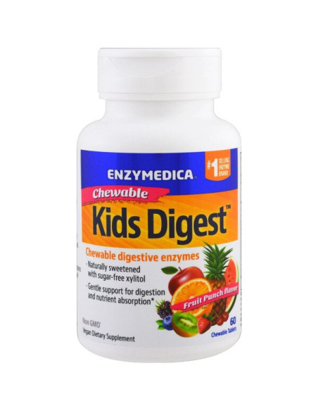Kids Digest, Fruit Punch - 60 chewables | Enzymedica