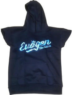 Men's Cap Sleeve Hoodie, Blue Camo Script - Size M | Evogen