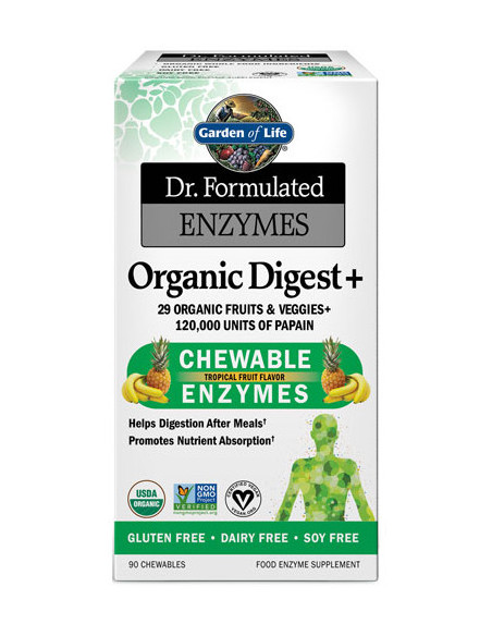 Dr. Formulated Digest+, Tropical Fruit - 90 chewables | Garden of Life