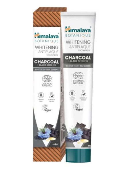 Whitening Antiplaque Toothpaste Charcoal + Black Seed Oil, Mint - 75ml. | Himalaya