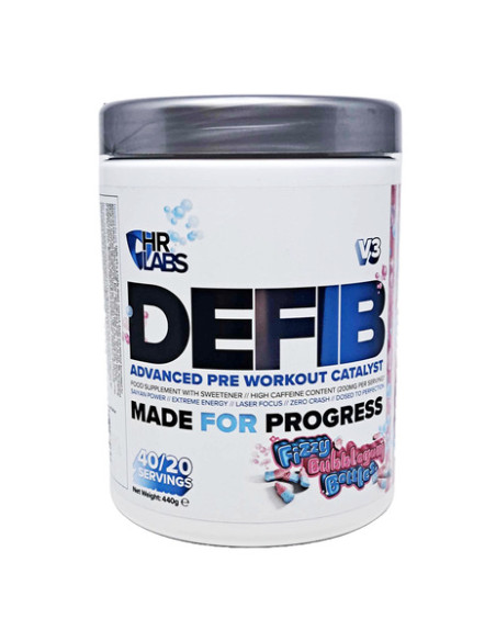 Defib V3 - Advanced Pre Workout Catalyst, Fizzy Bubblegum Bottles - 440g | HR Labs