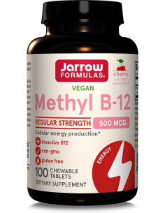 Methyl B-12, 500mcg (Cherry) - 100 vegan chewable tabs |...