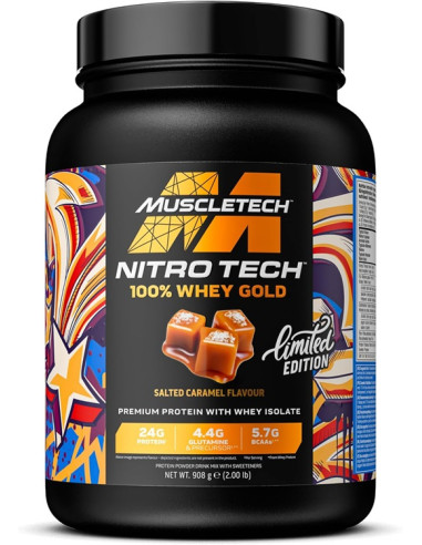 Nitro-Tech 100% Whey Gold, Salted Caramel -...