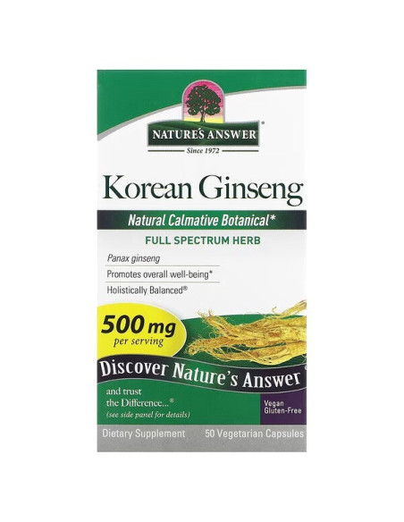 Korean Ginseng, 500mg - 50 vcaps | Nature's Answer