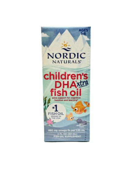 Children's DHA Xtra Fish Oil, 880mg Berry Punch (EAN 768990891267) - 60 ml. | Nordic Naturals