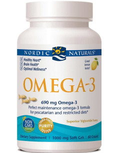 Omega-3, 690mg Lemon (Fish Gelatin) - 60 softgels |...