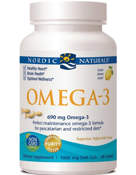 Omega-3, 690mg Lemon (Fish Gelatin) - 60 fish gels | Nordic Naturals