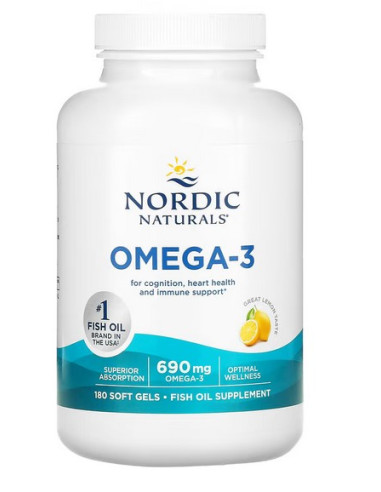 Omega-3, 690mg Lemon - 180 softgels | Nordic...