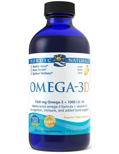 Omega-3D, 1560mg Lemon - 237 ml. | Nordic Naturals