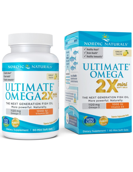 Ultimate Omega 2X Mini with Vitamin D3, 1120mg Lemon - 60 mini softgels | Nordic Naturals