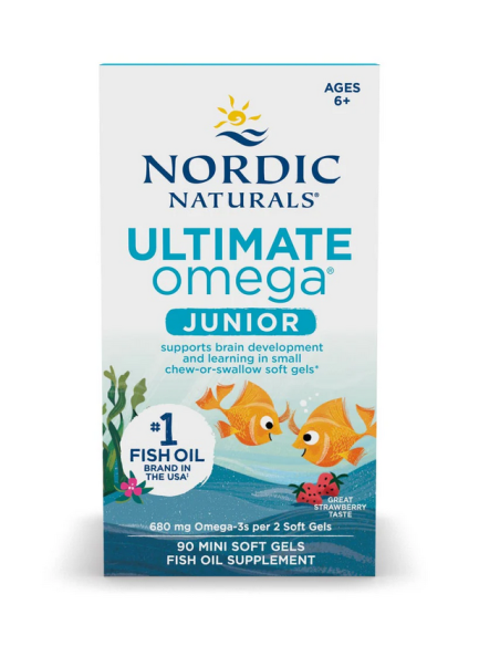 Ultimate Omega Fish Oil Junior, 680mg Strawberry (EAN 768990891069) - 90 mini softgels | Nordic Naturals