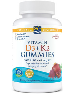 Vitamin D3+K2 Gummies, Pomegranate - 60 gummies | Nordic...